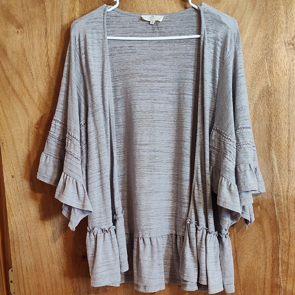Entro Light Gray Ruffle Cardigan